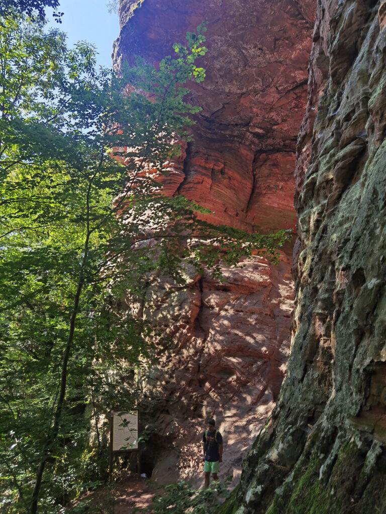 Über eine Felsentreppe kommst du heute in die Höhle nahe Trier